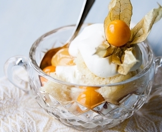 Trifle cake med lemoncurd och physalis