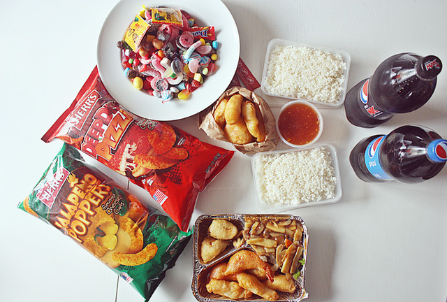 Asian Food, Candy, Pepsi and Cheese Curls