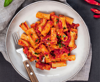 Pasta arrabiata med sidfläsk