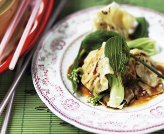 Dumplings med fläsk, räkor och ingefära