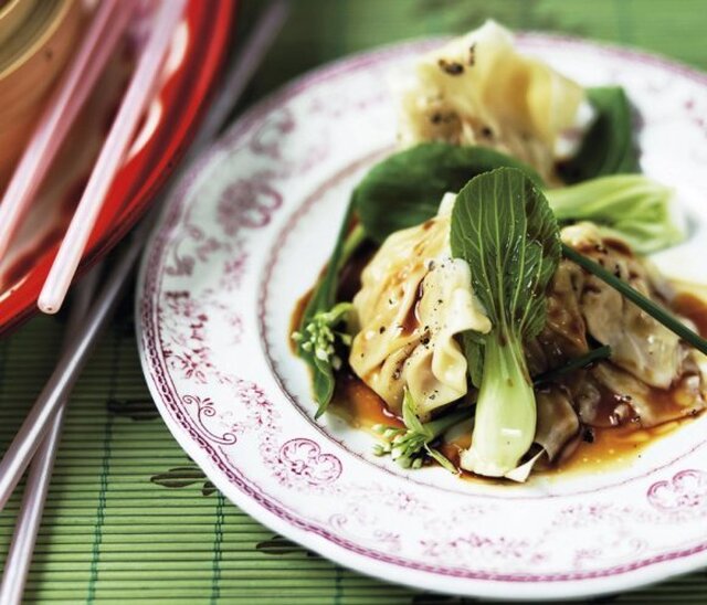 Dumplings med fläsk, räkor och ingefära