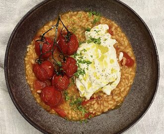 Tomatrisotto med bakade tomater och burrata - Matrecept.se