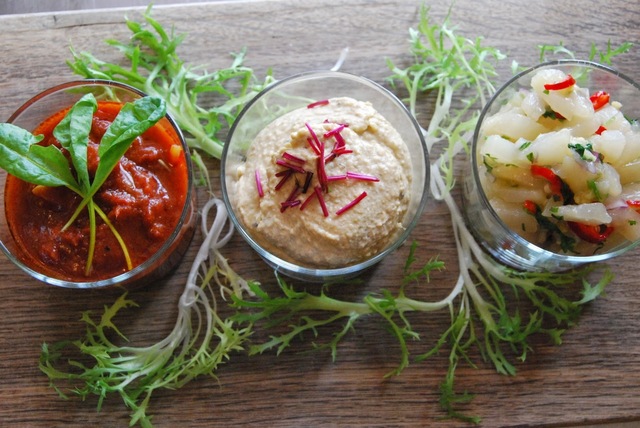 Tomatsalsa, Hummus och Päronsalsa