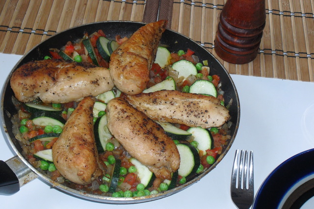 Kycklingfilé med örter och zucchini