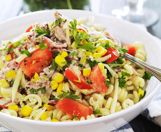 Pasta med tonfisk och bacon