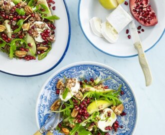 Sallad med rött ris, chèvre och päron