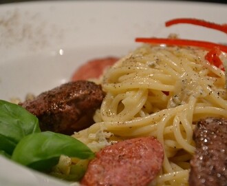 Spagetti med lamm och gorgonzola!