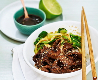 Lövbiff teriyaki med pak choi och lime