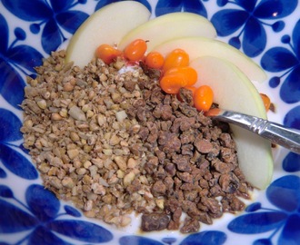 Glutenfri bovetecrunch med groddat bovete och med smak av kanel, kardemumma och ingefära