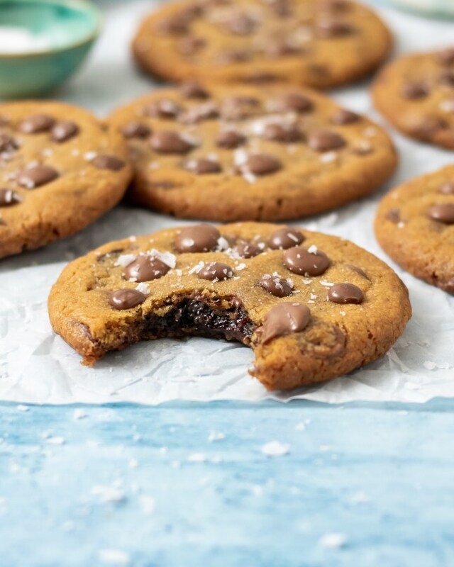 Chocolate chip cookies med inbakad kladdkaka