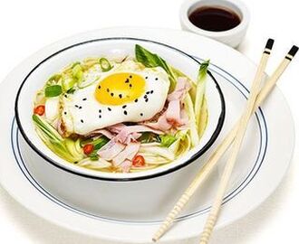 Asiatisk soppa med skinka och ägg