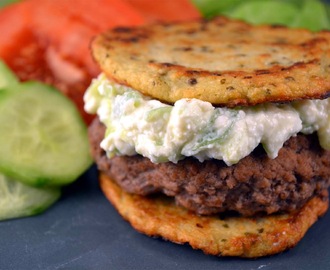 Pannbiff med Blomkålsbröd och Tzatziki