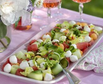 Melonsallad med minimozzarella