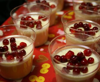 Kanel-panna cotta med lingon i glöggelé