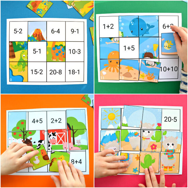 Addition & Subtraction to 20 Puzzles - Frogs and Fairies