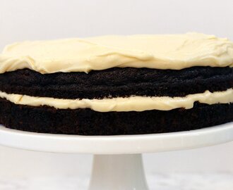 Dark Chocolate Guinness Cake with Baileys Cream Cheese Icing