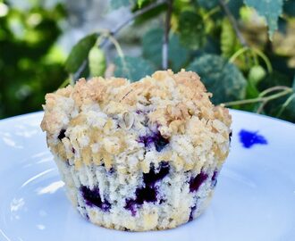 Amerikanska blåbärsmuffins med cheesecakefyllning 