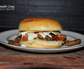 Vegetarisk ”Philly cheese steak” sandwich