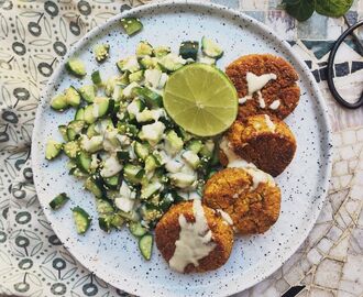 Bakad falafel med gurkmeja, ingefära och lime