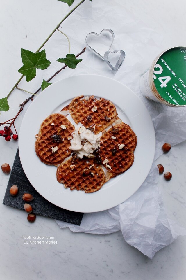 Gluten Free Oat Waffles with Gingerbread Ice Cream