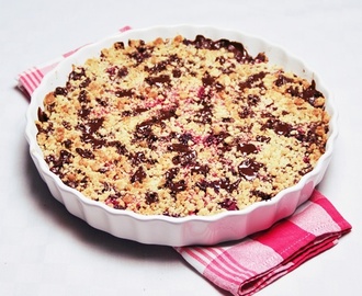 Chocolate chip raspberry crumble