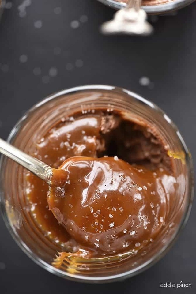 Chocolate Pots de Creme with Salted Caramel Sauce Recipe