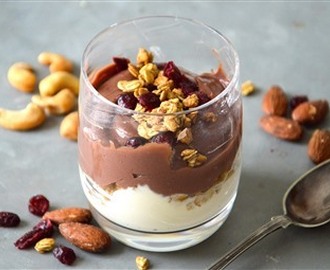 Proteinpudding med havrekrisp