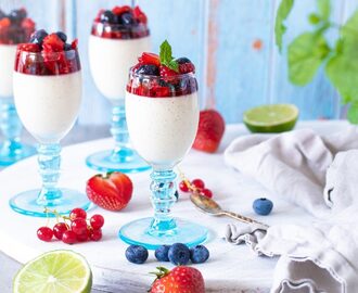 Yoghurtpannacotta med limemarinerade bär