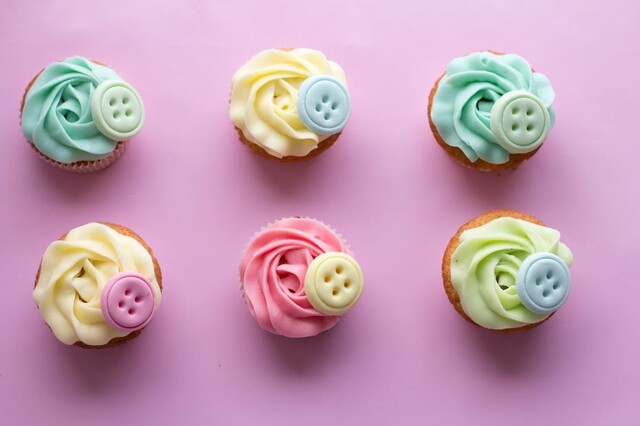 Pastel Button Cupcakes