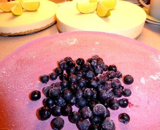 Fryst limecheesecake & blåbärscheesecake