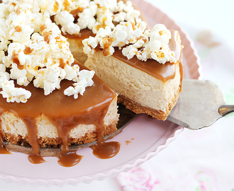 Salted caramel & popcorn cheesecake