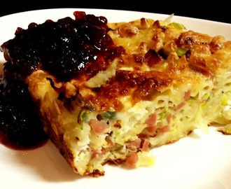 Makaronipudding med Lantkorv & Bacon - Recept