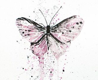 Pink purple butterfly Original Watercolor ink Painting - moth / insects - Fine Art drawing / wall art / spring gift idea by Nora in 2019 | butterfly paintings …