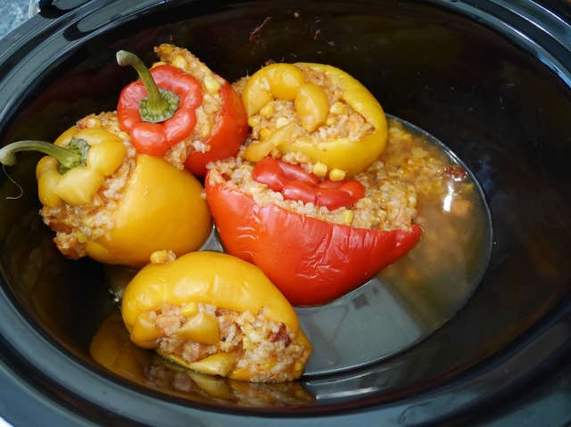 Vegetariska fyllda paprikor i Crock-Pot