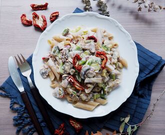 Vegan Gluten Free Penne with Mushroom Sauce