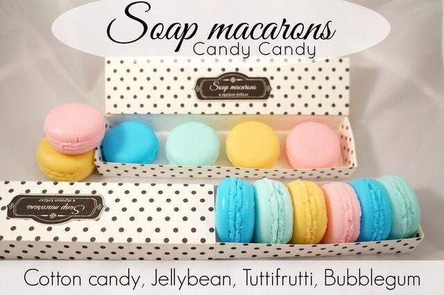 Soapmacarons i söta askar!