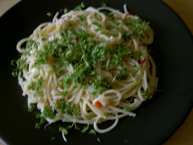 Linguine med krabba och chili!