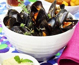 Moules frites med aioli