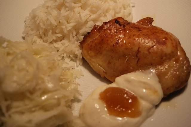Kycklinglår i ugnen med smak av soya och ingefära