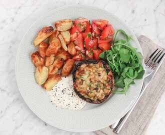 Grillade portabellosvampar med rostad potatis och dragonsås