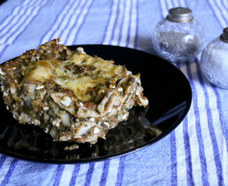 Vegetarisk lasagne med spenat och cottage cheese