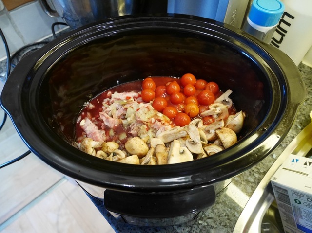Kycklinggryta med tomat och bacon i Crock-Pot