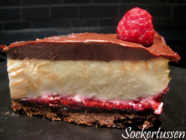 Recept på Cheesecake med hallon och choklad