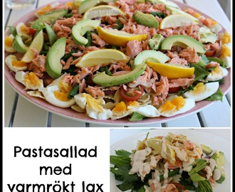 Pastasallad med varmrökt lax