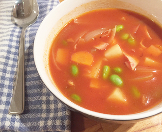 Schweizisk minestronesoppa med kycklingbacon