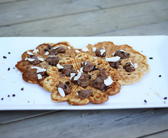 Chocolate Peanut Butter Chickpea Waffles