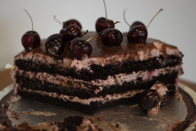 Very cherry chocolate cake