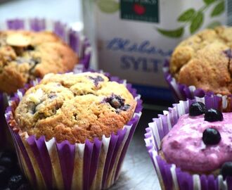 Goda blåbärsmuffins med kokossocker, citron och kardemumma.