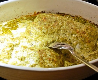 Torsk med pesto och parmesan