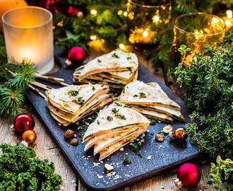 Julquesadillas med skinka och grönkål